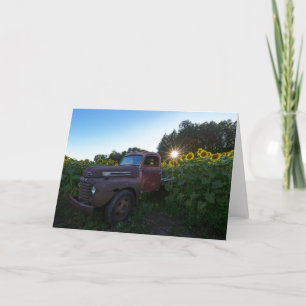 Remerciements Carte de vœux camion tournesol ensoleillé
