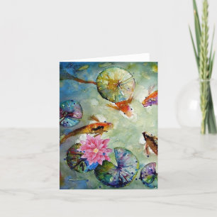 Remerciements Carte de voeux colorée Koi BLANK