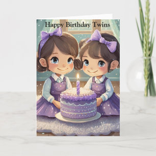 Remerciements Carte de voeux d'anniversaire Twin Girls