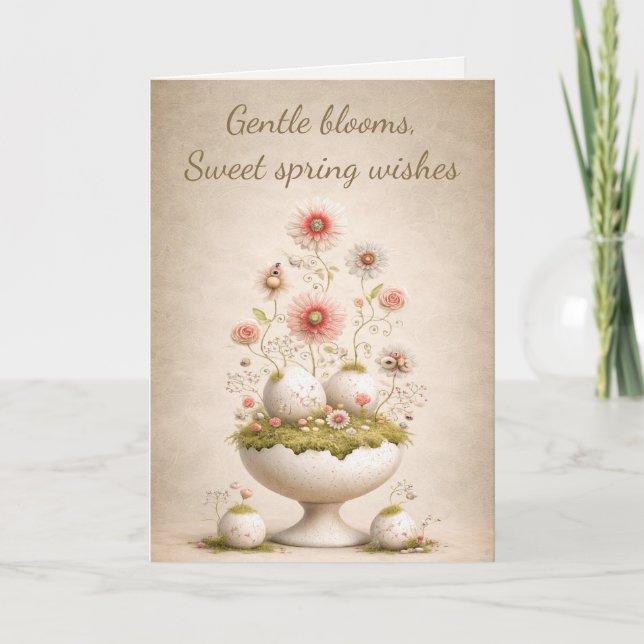 Remerciements Carte de vœux de Pâques Florale Douce Élégante de  (Devant)