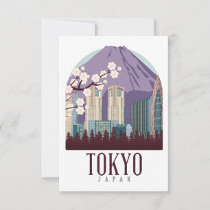 Remerciements Carte de vœux de voyage vintage Tokyo Japon Japon