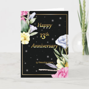 Remerciements Carte de voeux d'or du 13e anniversaire du mariage
