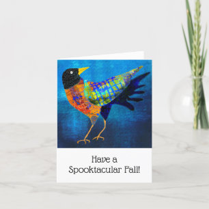 Remerciements Carte de voeux éffrayante Halloween Cute Crow BLAN