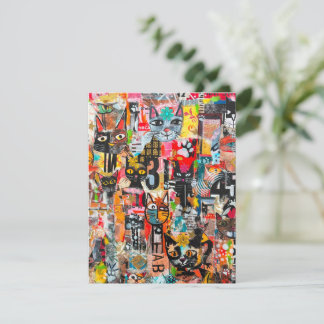 Remerciements Carte de vœux en papier d'art multimédia Chats drô
