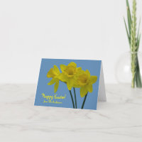 Carte de vœux "Joyeuses Pâques" jonquilles jaunes