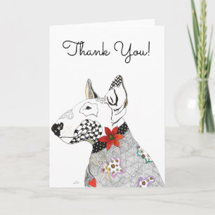 Remerciements Carte de voeux mignonne et colorée de bull-terrier