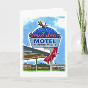 Remerciements Carte de voeux Neva Jean Motel Retro Neon