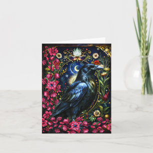 Remerciements Carte de vœux noire florale vierge Raven