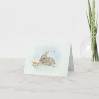 Remerciements Carte de vœux petite format Âne doux et fleurs sau