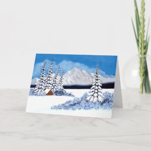 Remerciements Carte de vœux pliée Hiver enneigé lumineux