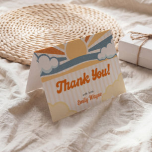 Remerciements Carte de vœux rétro soleil pour Baby Shower 
