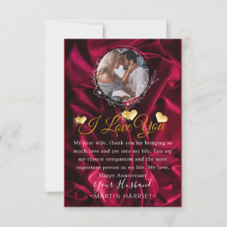 Remerciements Carte de voeux romantique pour anniversaire Je t'a
