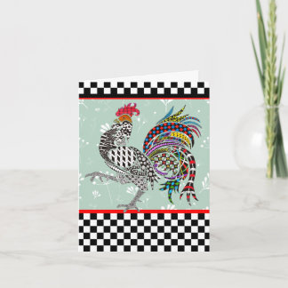 Remerciements Carte de voeux Rooster mignonne et colorée