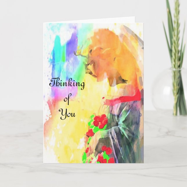 Remerciements Carte de voeux sereine d'ange pensant à vous (Devant)