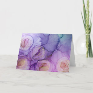 Remerciements Carte de vœux vierge aux roses violettes abstraite