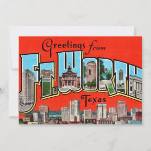 Remerciements Carte de vœux vintage Fort Worth TX 5x7 Grand
