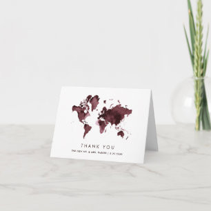 Remerciements Carte du monde de Bourgogne   Élégant Mariage de t