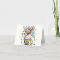 Carte Fête des Mères Joli Vase de Fleurs Mixtes