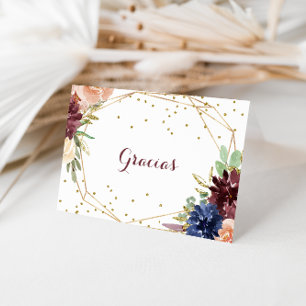 Remerciements Carte Gracias Mariage pliée de Parties scintillant