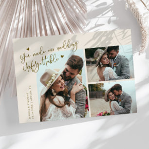 Remerciements Carte Multi Photo Crème de Mariage Inoubliable