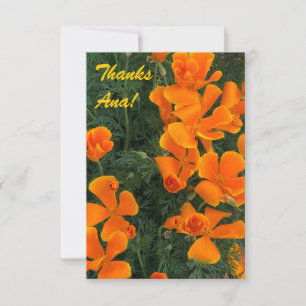 Remerciements Carte personnalisable avec photo de fleurs orange