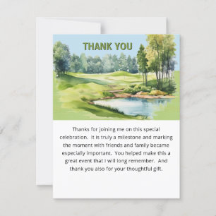 Remerciements Carte plate de birthday adulte thème golf paysage