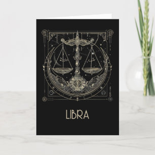 Remerciements Carte pliée blanche Constellation de Zodiac Libra