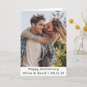 Remerciements Carte pliée d'anniversaire de couple avec photo pe
