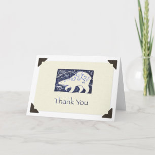 Remerciements Carte pour notes d'ours blanc de "Merci"