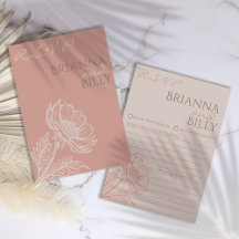 Carte RSVP minimaliste de mariage rose floral