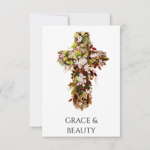 Remerciements Carte Sainte de dévotion à la Croix florale botani
