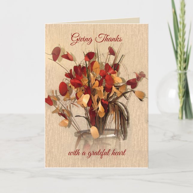 Remerciements Carte Thanksgiving floral (Devant)