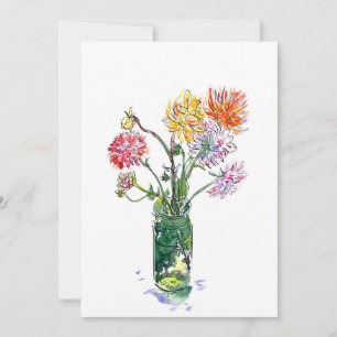 Remerciements Carte vierge (fleurs de dahlia)