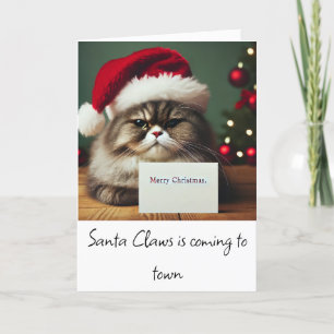 Remerciements Chat grincheux à Santa hat drôle de carte de Noël