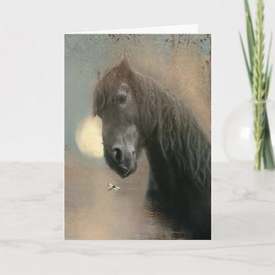 Remerciements Cheval noir - Carte de vœux