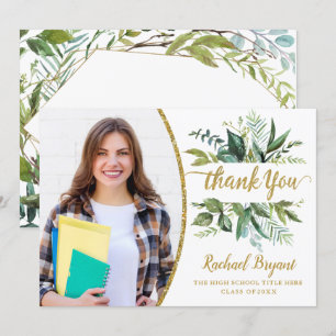 Remerciements Chic Botanical Graduical Photo Carte de remercieme
