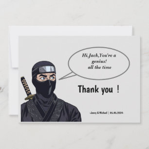 Remerciements Comique manga personnalisée Ninja Carte de remerci