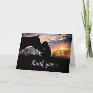 Remerciements Cowgirl and Horse at Sunset Blank Carte de remerci