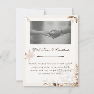 Remerciements Crème Automne Mariage Gratitude Carte de remerciem