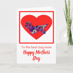 Remerciements Dandie Dinmont Chien Red Heart Carte de fête des m