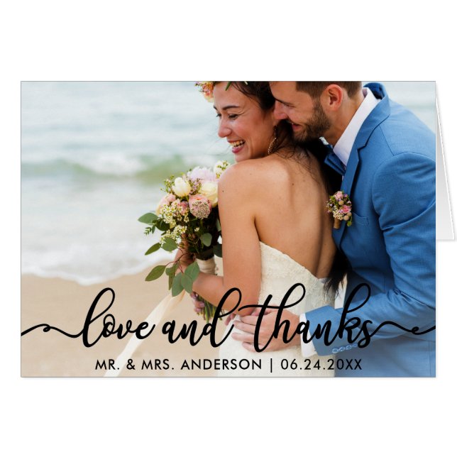 Remerciements de Mariage |  Photo Amour et Remerci (Devant Horizontal)