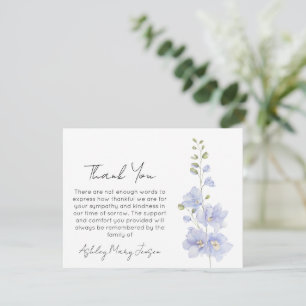 Remerciements Delphinium Carte de remerciement pour deuil