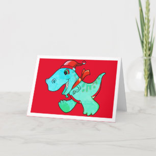 REMERCIEMENTS DINOSAUR DE NOËL POUR LES ENFANTS CARTE DE SALUT