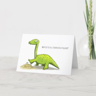 Remerciements Dinosaure à la carte d'anniversaire de la plage