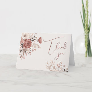 Remerciements Dusty rose Floral Boho Mariage Carte de remercieme