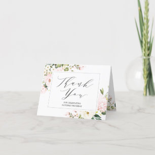 Remerciements Élégant rose rose rose floral plié Carte de remerc