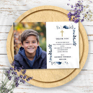Remerciements Élégante carte de confirmation de photo florale bl