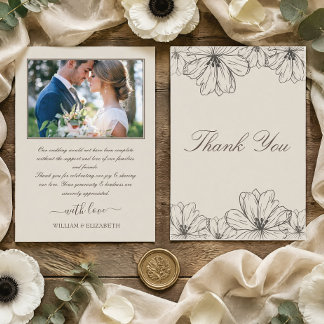 Remerciements Élégante carte de remerciement de mariage florale