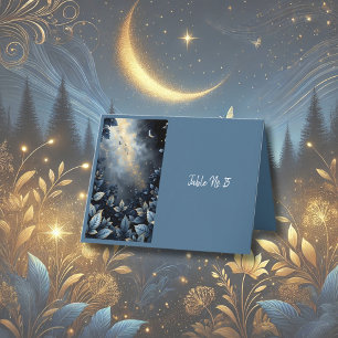 Remerciements Elégante carte de table mariage de nuit bleue