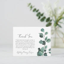 Eucalyptus | Carte de remerciement de funérailles